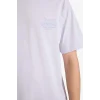 Defacto G0513AXPR307 Mor %100 Pamuk Boxy Fit Baskılı Tişört