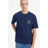 Defacto F8026AXNV241 Lacivert %100 Pamuk Boxy Fit Baskılı Tişört