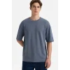 Defacto F9561AXIN269 İndigo Premium Boxy Fit Tişört