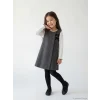 LCW Kids Antrasit Bisiklet Yaka Kız Çocuk Taşlı Elbise ve Tişört