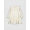 LCW Kids Ekru Bebe Yaka Çiçekli Kız Çocuk Dantel Elbise