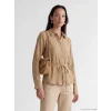 LCW EVERYDAY Haki Kuşaklı Kadın Gofre Gömlek
