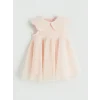 LCW baby Pembe Bebe Yaka Tül Detaylı Kız Bebek Elbise