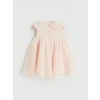 LCW baby Pembe Bebe Yaka Tül Detaylı Kız Bebek Elbise