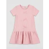 LCW Kids Pembe Bisiklet Yaka Fiyonk Detaylı Kız Çocuk Elbise