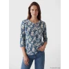 LCW Grace Mavi Bisiklet Yaka Çiçekli Bluz