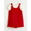 LCW Kids Kırmızı Kız Çocuk Şortlu Salopet ve Tişört