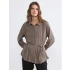LCW EVERYDAY Kahverengi Kuşaklı Kadın Gofre Gömlek