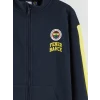 LCW Kids Lacivert Dik Yaka Fenerbahçe Baskılı Erkek Çocuk Fermuarlı Sweatshirt