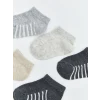 LCW baby Gri Çizgili Erkek Çocuk Patik Çorap 5li