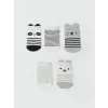 LCW baby Ekru Desenli Erkek Bebek Patik Çorap 5li