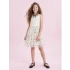 LCW Kids Ekru Puantiyeli Kız Çocuk Tül Elbise