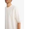 Defacto C0147AXER105 Ekru LOOSE FIT Nefes Alabilen Kumaş Tişört
