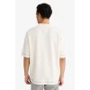 Defacto C0147AXER105 Ekru LOOSE FIT Nefes Alabilen Kumaş Tişört