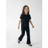 LCW Kids Siyah Beli Lastikli İspanyol Paça Kız Çocuk Fitilli Tayt