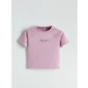 LCW Kids Lila Bisiklet Yaka Soft Touch Kız Çocuk Tişört