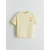 LCW Kids Sarı Bisiklet Yaka Kız Çocuk Tişört