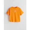 LCW Kids Turuncu Bisiklet Yaka Kız Çocuk Tişört