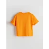 LCW Kids Turuncu Bisiklet Yaka Kız Çocuk Tişört