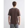 XSIDE Kahverengi Polo Yaka Baskılı Erkek Tişört
