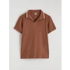 LCW Kids Kahverengi Polo Yaka Erkek Çocuk Tişört