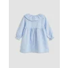 LCW baby Mavi Fırfırlı Bebe Yaka Desenli Kız Bebek Elbise