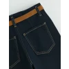 LCW Jeans İndigo Beli Kemerli Wideleg Kadın Jean Pantolon