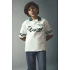 Defacto G7474A8ER105 Ekru Oversıze Polo Yaka Slogan Baskılı Kısa Kollu Polo Tişört Erkek Çocuk