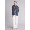 Defacto T0609AZNV253 Lacivert Loose Fıt Desenli Gömlek Tunik