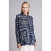 Defacto T0609AZNV253 Lacivert Loose Fıt Desenli Gömlek Tunik