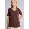 Defacto F2770AXBN320 Kahve Regular Fıt V Yaka Kısa Kollu Tişört