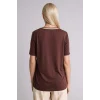 Defacto F2770AXBN320 Kahve Regular Fıt V Yaka Kısa Kollu Tişört