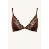 Defacto F9387AXBN341 Kahve Dantel Detaylı Saten Kapsız Pedsiz Balensiz Bralet