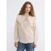 LCW Modest Bej Bebe Yaka Ekose Fırfırlı Bluz