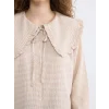 LCW Modest Bej Bebe Yaka Ekose Fırfırlı Bluz