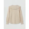 LCW Modest Bej Bebe Yaka Ekose Fırfırlı Bluz