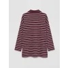 LCW Modest Mürdüm Polo Yaka Çizgili Kadın Sweatshirt Tunik