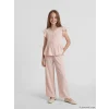 LCW Kids Pembe Beli Lastikli Kız Çocuk Müslin Pantolon