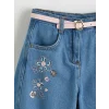 LCW Kids Mavi Balloon Fit Çiçek Nakışlı Kız Çocuk Jean Pantolon