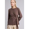 Defacto G2798AXBN571 Kahve Bağlamalı Uzun Kollu Tişört