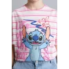 Defacto G8190A8ER105 Ekru Dısney Lılo & Stıtch Oversıze Tişört Kız Çocuk
