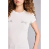 Defacto G8993AXWT32 Beyaz Fıtted Bisiklet Yaka Baskılı Ribana Kısa Kollu Tişört