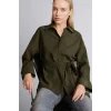 Defacto G9137AXKH211 Haki Relax Fıt Gömlek Yaka Uzun Kollu Gömlek