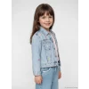 LCW Kids Mavi Gömlek Yaka Çiçekli Kız Çocuk Jean Ceket