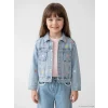 LCW Kids Mavi Gömlek Yaka Çiçekli Kız Çocuk Jean Ceket