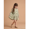 LCW Kids Yeşil Fiyonk Detaylı Kareli Kız Çocuk Elbise