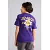 Defacto G7613A8PR299 Mor NBA Los Angeles Lakers New Regular Fıt Bisiklet Yaka Kısa Kollu Tişört Erkek Çocuk