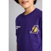Defacto G7613A8PR299 Mor NBA Los Angeles Lakers New Regular Fıt Bisiklet Yaka Kısa Kollu Tişört Erkek Çocuk