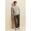 Defacto F9674AXER100 Ekru REGULAR FIT %100 Pamuk Tişört