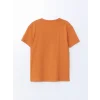 LCW Kids Turuncu Bisiklet Yaka Düz Penye Erkek Bebek Tişört